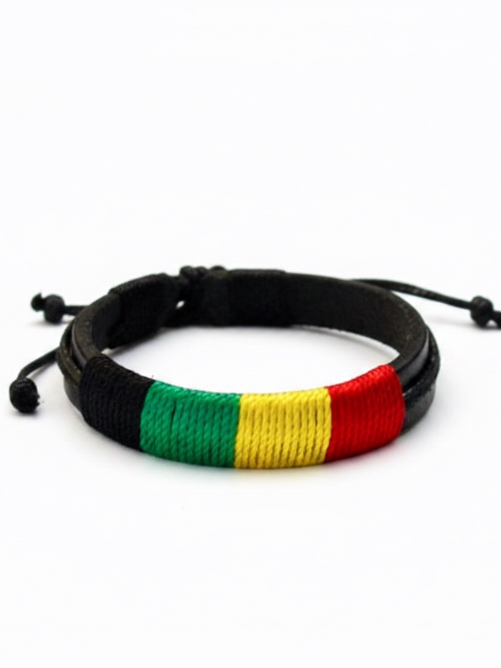 Mens Infinity Black Leather Adjustable Bracelet